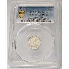 AUSTRALIA 1915 . THREEPENCE . PCGS GENUINE